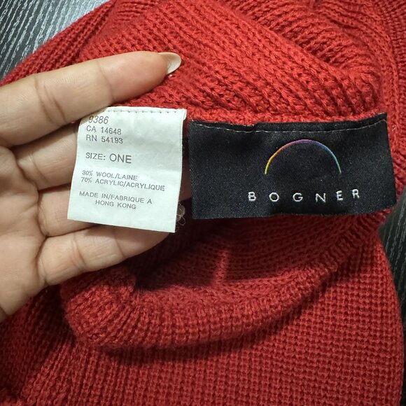 Bogner Red Knitted Wool Acrylic Winter Hoodie/Scarf Pullover Balaclava One Size - Picture 7 of 7